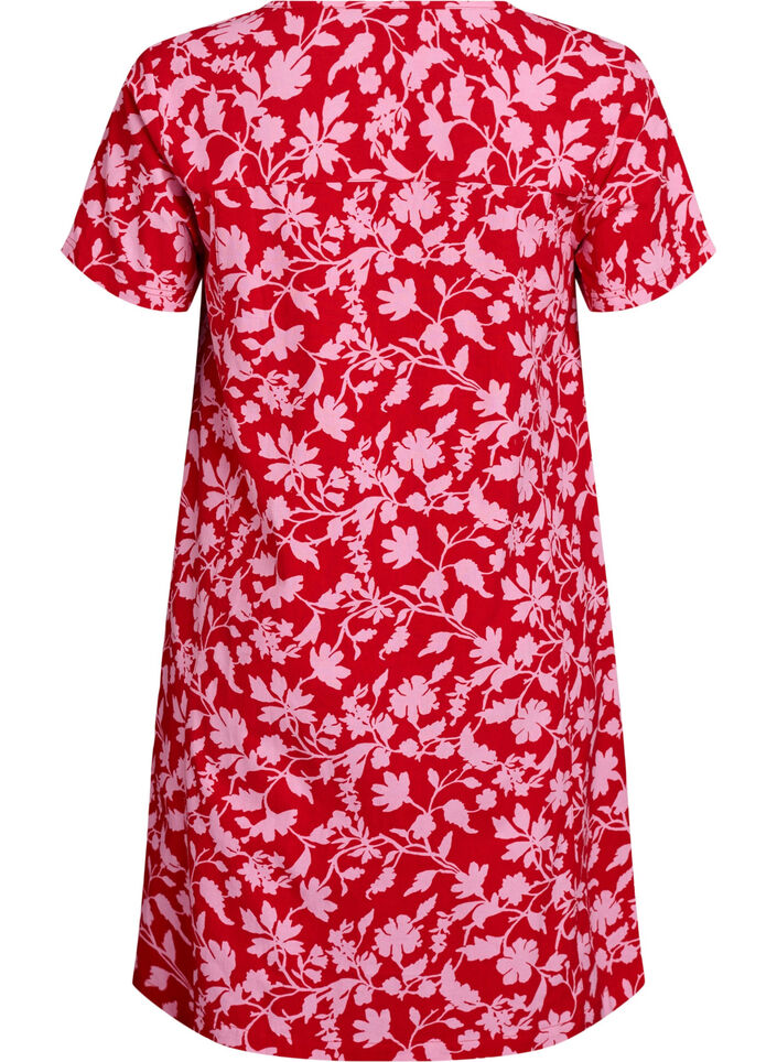 Robe courte &eacute;vas&eacute;e &agrave; imprim&eacute; floral, Rouge, Packshot image number 1