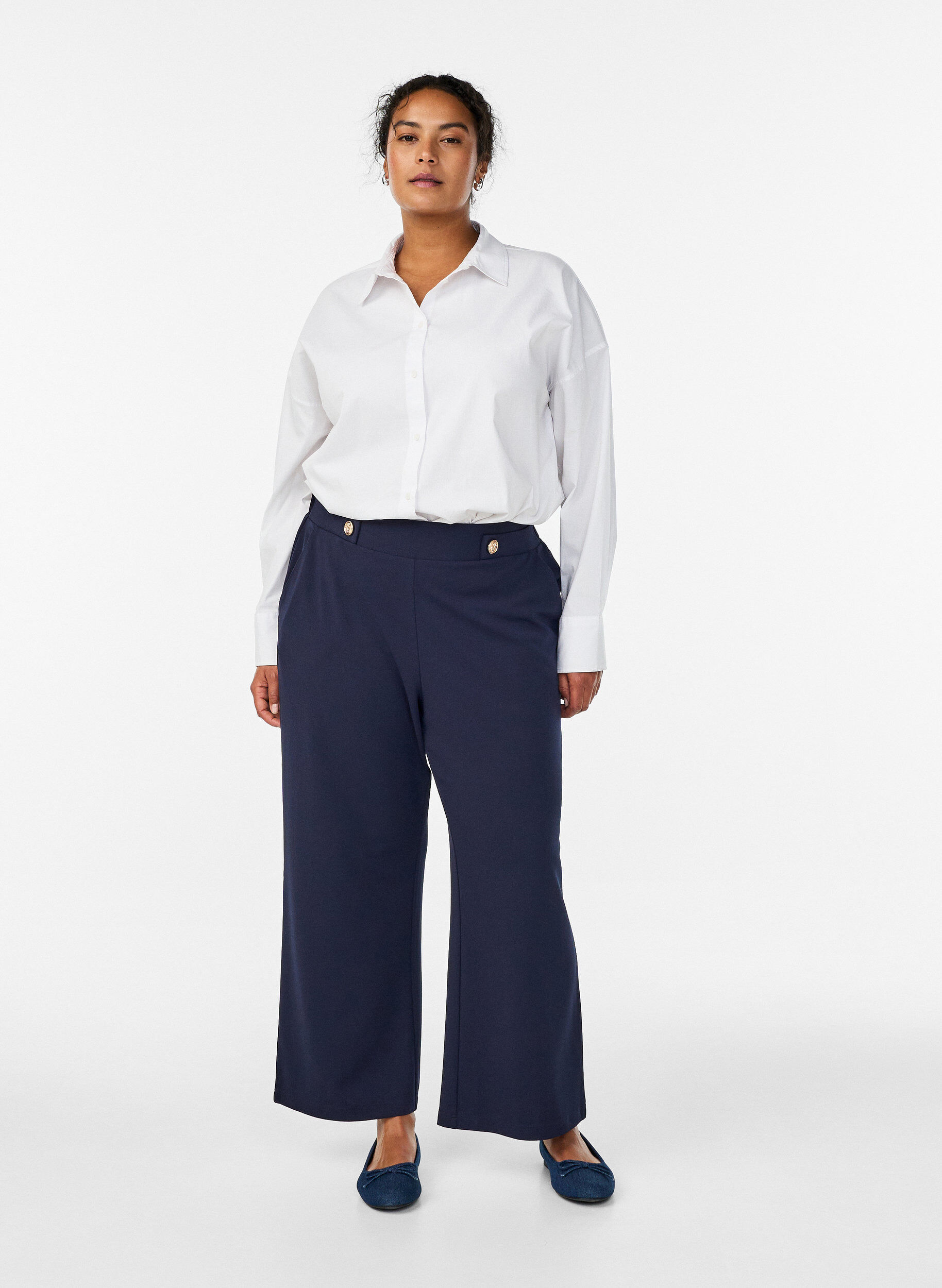 Losse broek met zakken, Blauw, Model