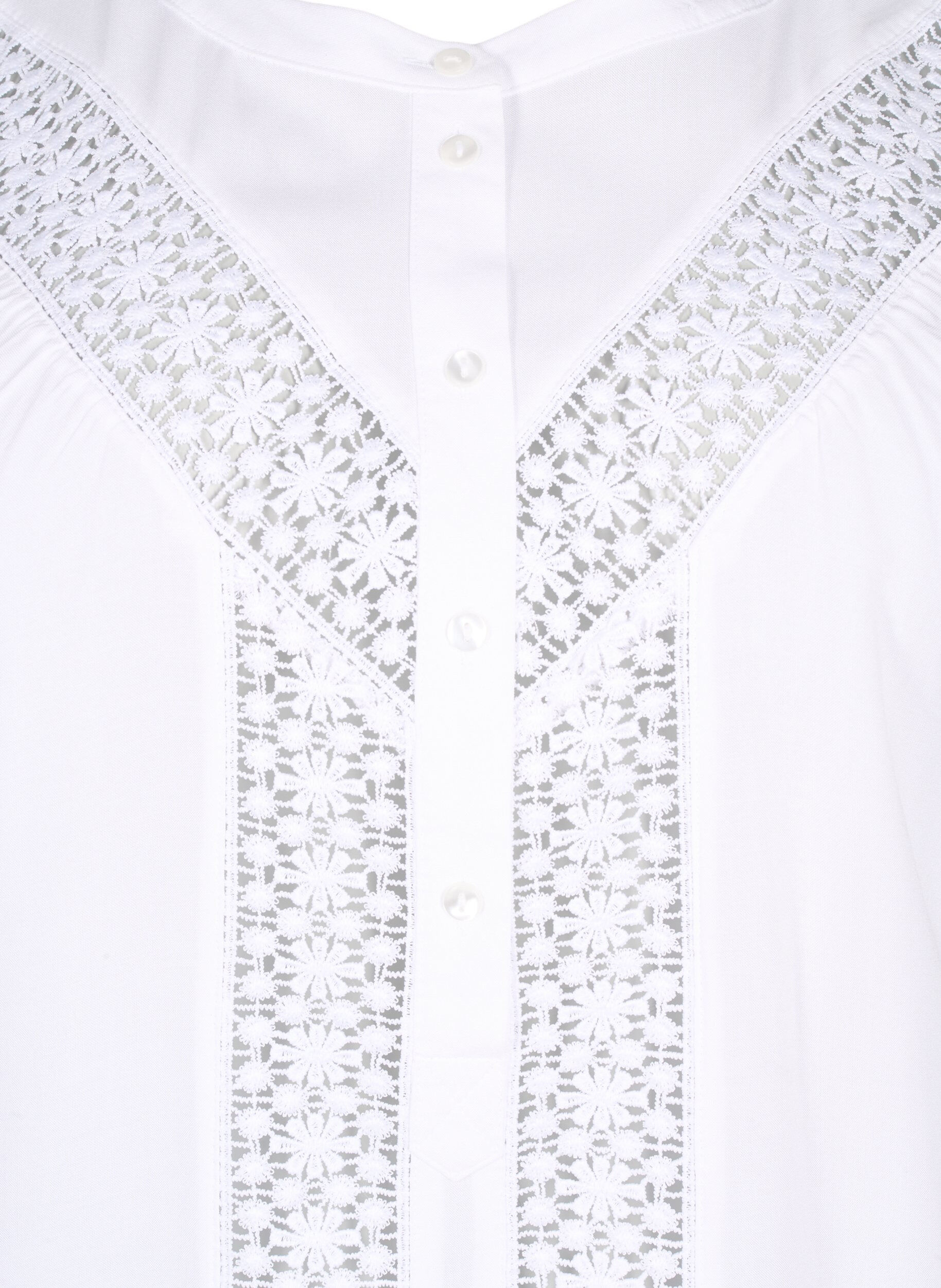 ZizziViscose blouse met kanten afwerking, Bright White, Packshot image number 2
