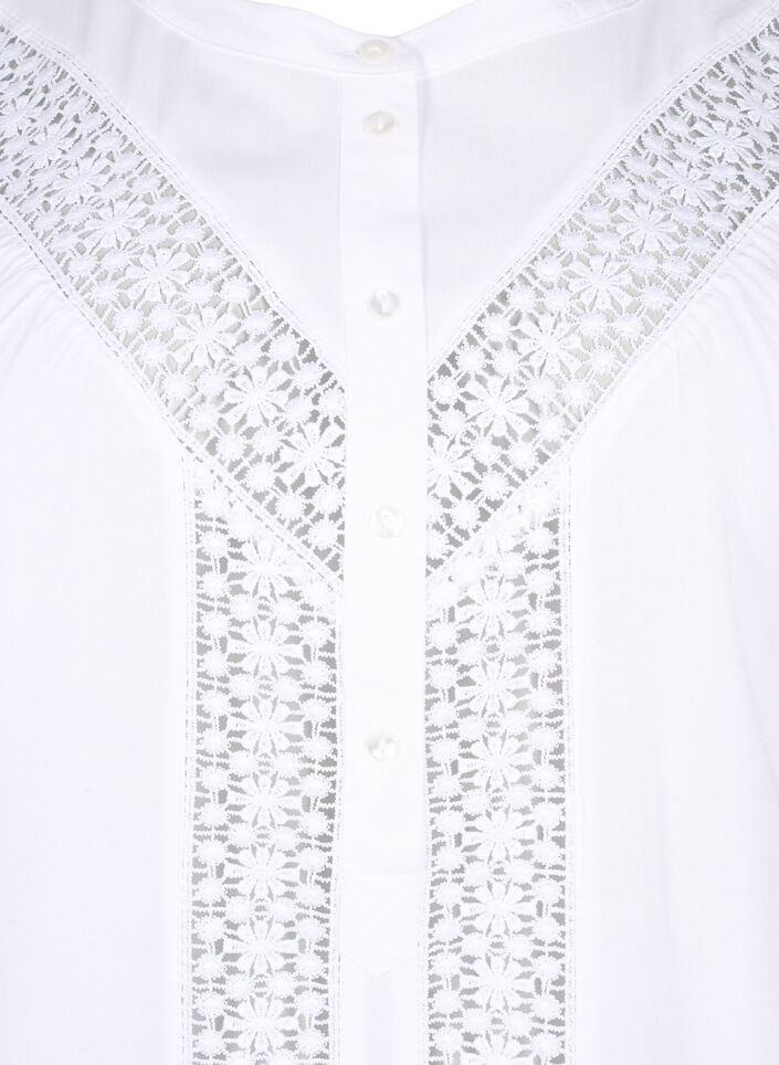 Viscose blouse met kanten afwerking, Bright White, Packshot image number 2