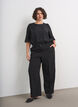 Blouse jacquard avec d&eacute;tails scintillants et manches bouffantes, Noir, Model image number 1