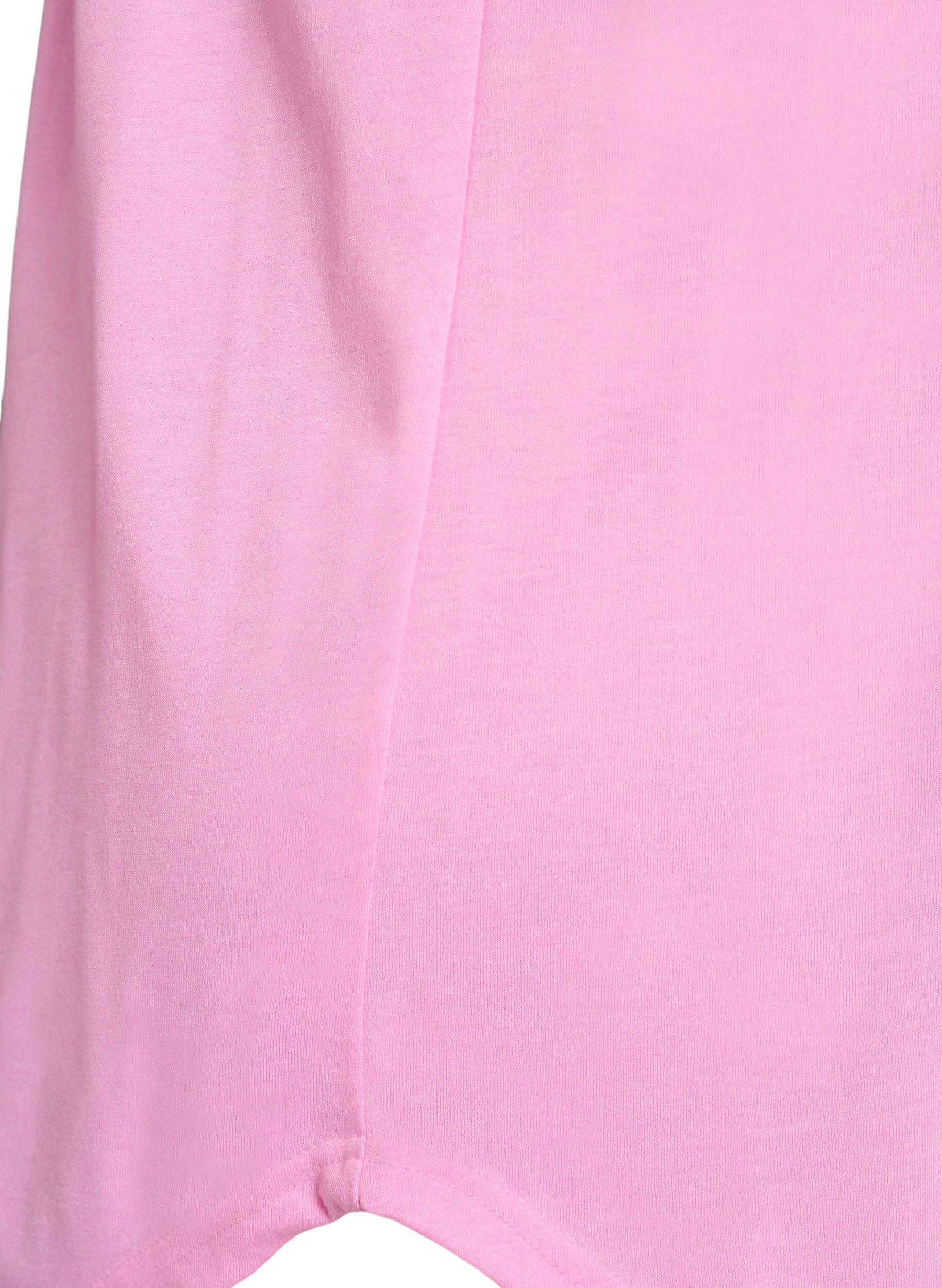 ZizziNachtjapon met korte mouwen en tekstopdruk, Roze, Packshot image number 3