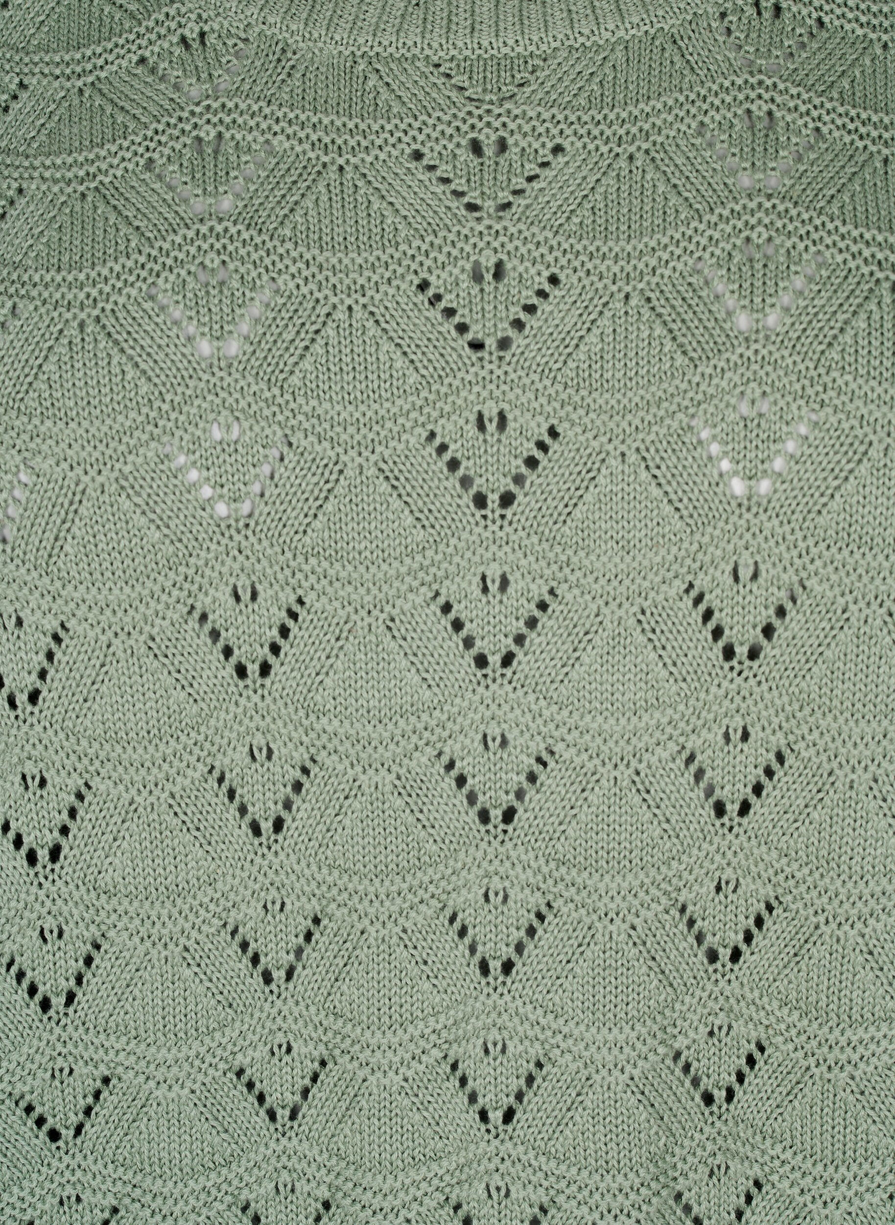 Zizzi Chemisier &agrave; manches longues en tricot avec motif ajour&eacute;, Green Bay, Packshot image number 2