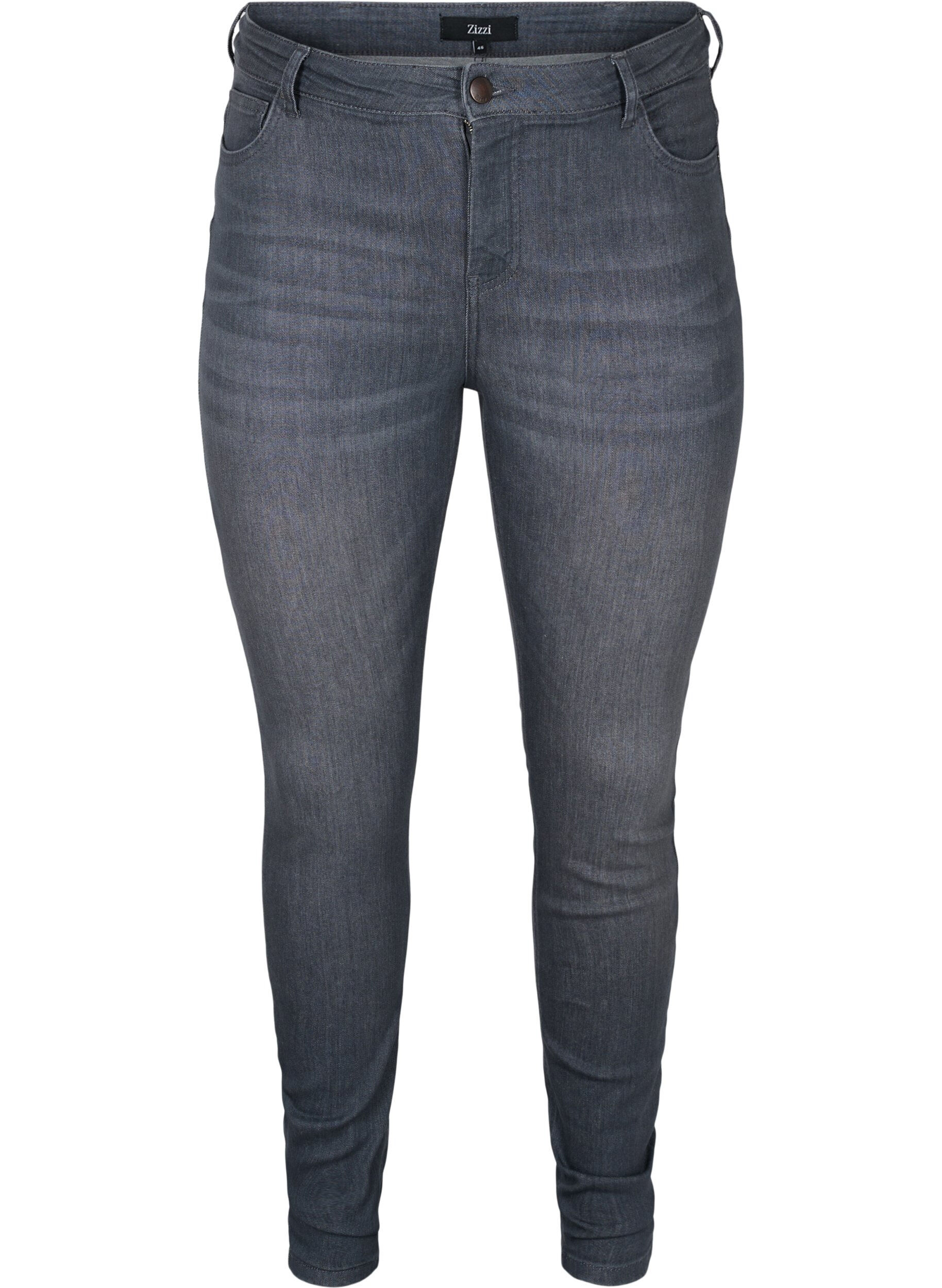 ZizziAmy jeans met hoge taille en push up, Grey Denim, Packshot image number 0