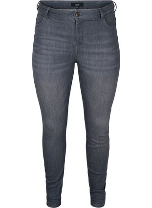 Amy jeans met hoge taille en push up, Grey Denim, Packshot image number 0