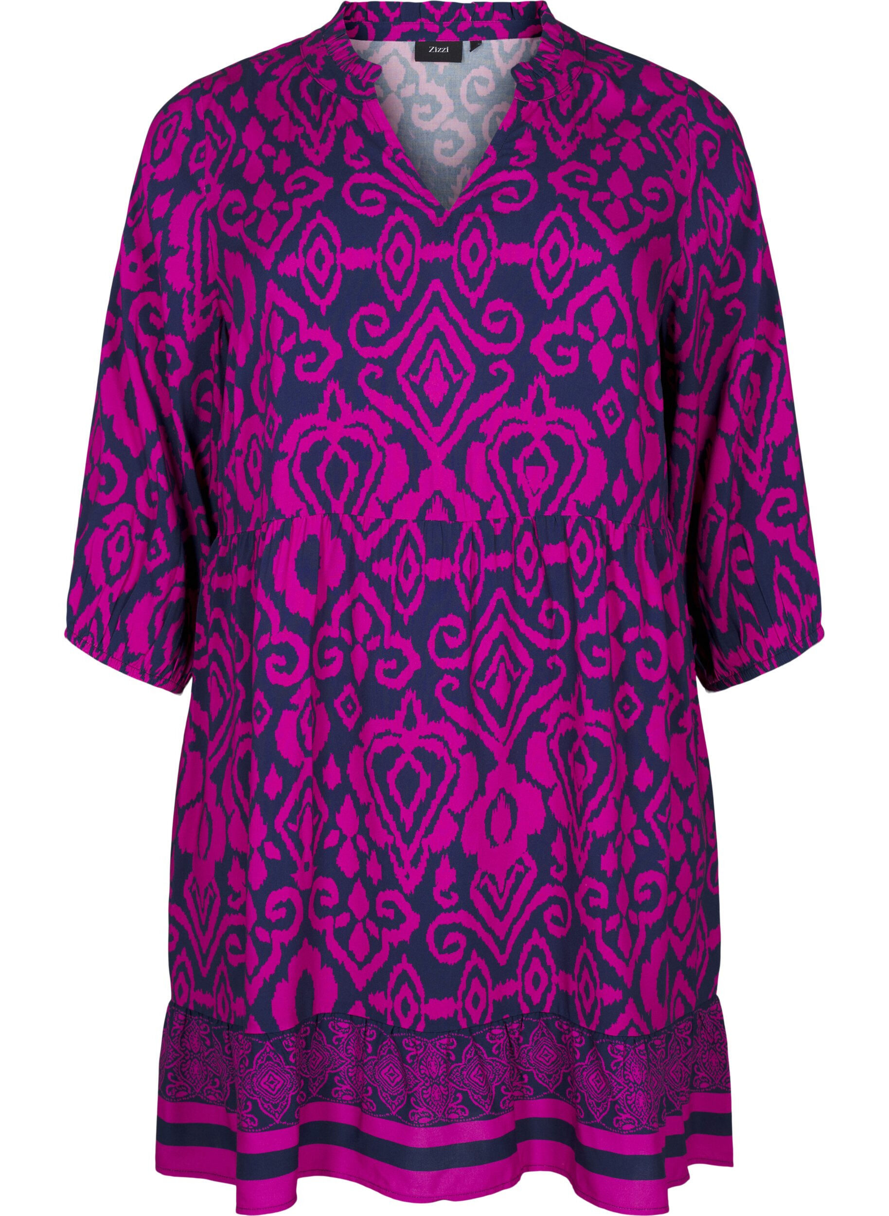 ZizziKorte jurk met print en A-vorm, Night Sky AOP, Packshot image number 0