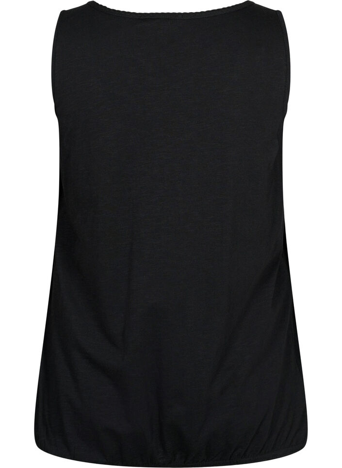 Top en coton avec bordure en dentelle, Black, Packshot image number 1