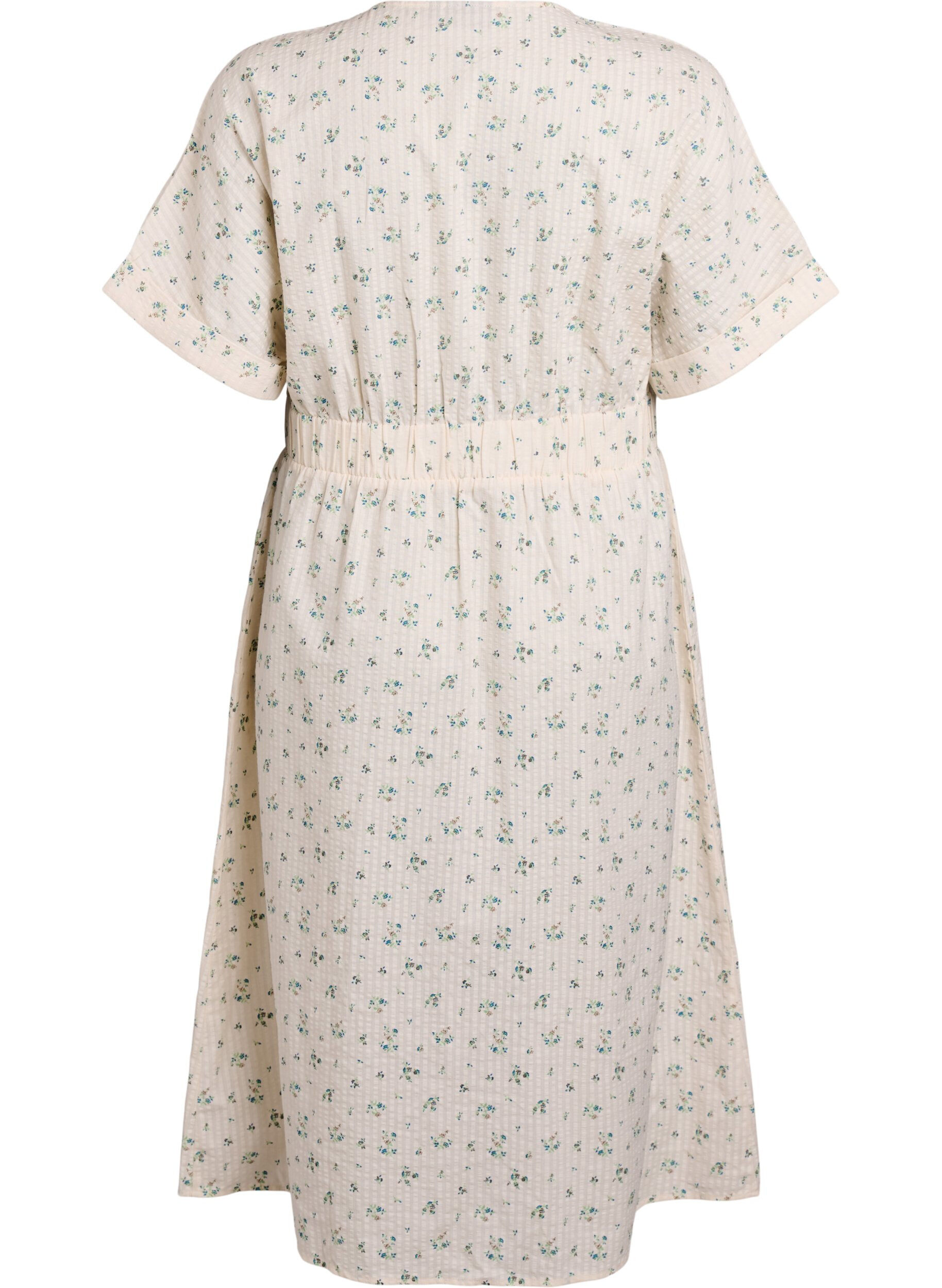 Zizzi Robe midi &agrave; manches courtes et fente sur le devant, Blanc, Packshot image number 1