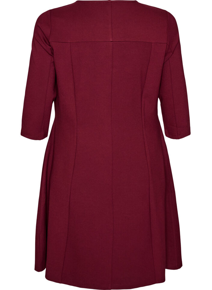Robe &eacute;vas&eacute;e manches 3/4, Bordeaux, Packshot image number 1
