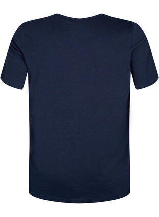 T-shirt en coton avec ruban en dentelle, Navy Blazer, Packshot image number 1