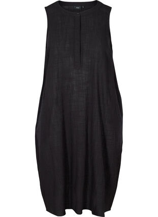 Mouwloze jurk in katoen, Black, Packshot image number 0