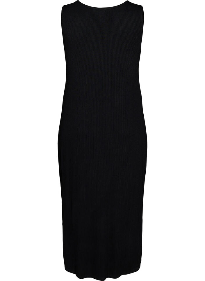 Robe c&ocirc;tel&eacute;e sans manches en viscose, Noir, Packshot image number 1