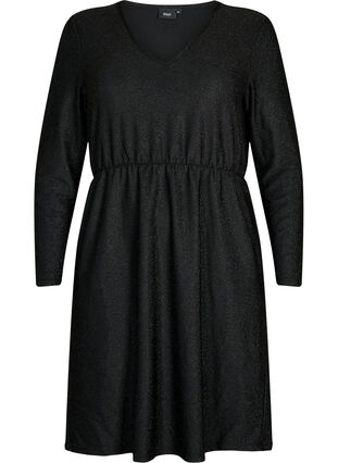 Robe scintillante avec décolleté en V, Black Black, Packshot image number 0
