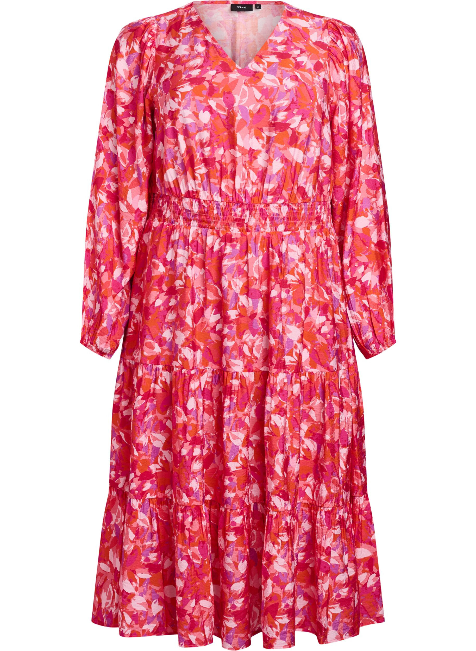 Robe midi &agrave; motif feuillage color&eacute;