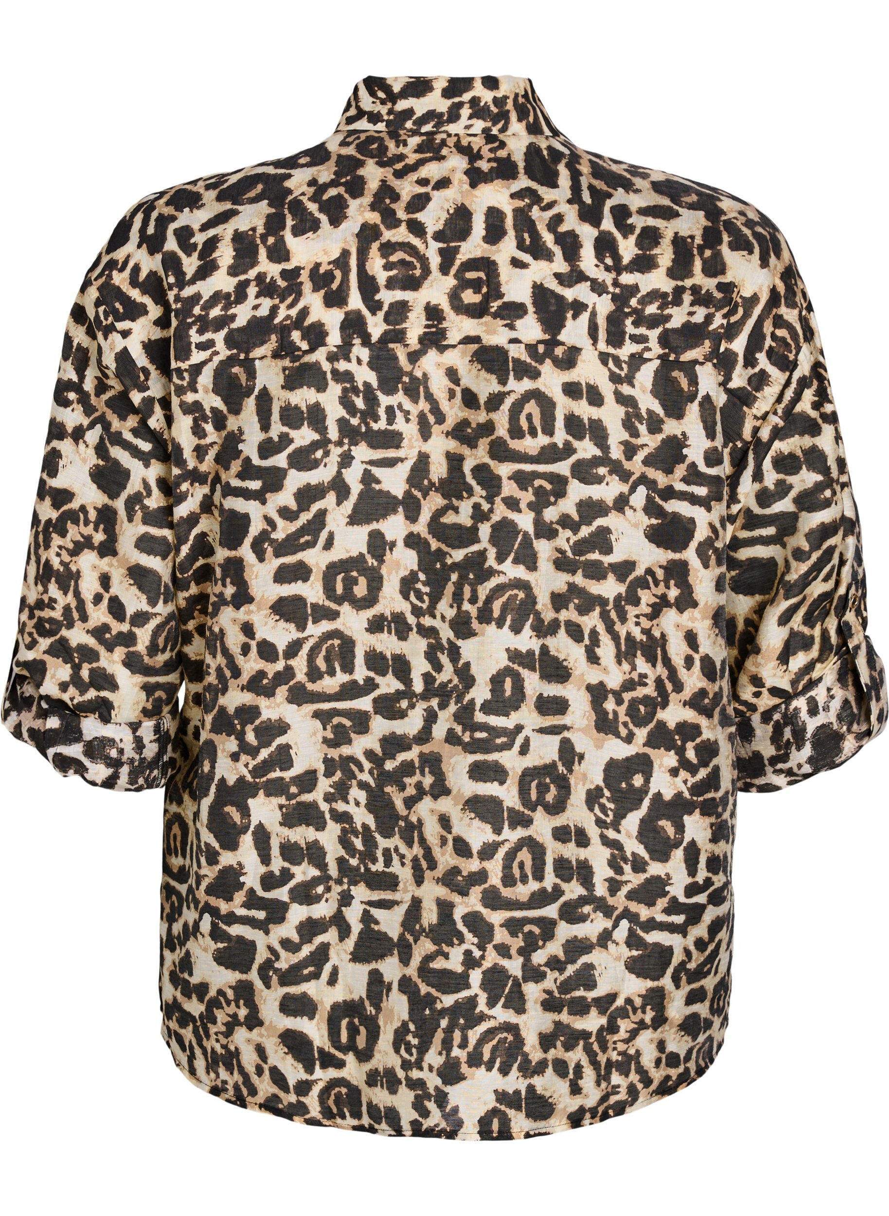 ZizziLos shirt met dierenprint en borstzakken, Bruin, Packshot image number 1