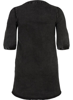 Denim jurk met korte mouwen en ritssluiting, Grey Denim ASS, Packshot image number 1