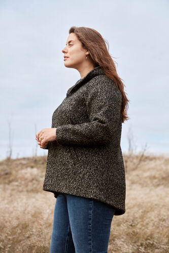 Veste courte chinée avec laine, Dark Grey Melange, Image image number 1