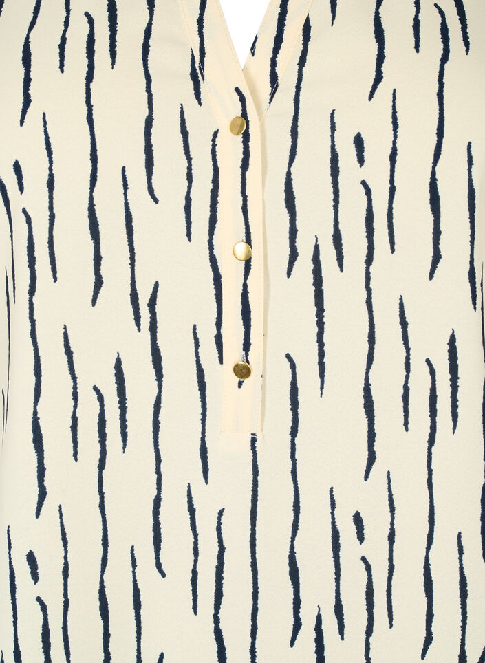 Blouse met print en 3/4 mouw, Off White Stripe, Packshot image number 2