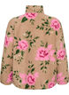 Veste en polaire &agrave; motif floral avec col montant et fermeture zipp&eacute;e, Beige, Packshot image number 1