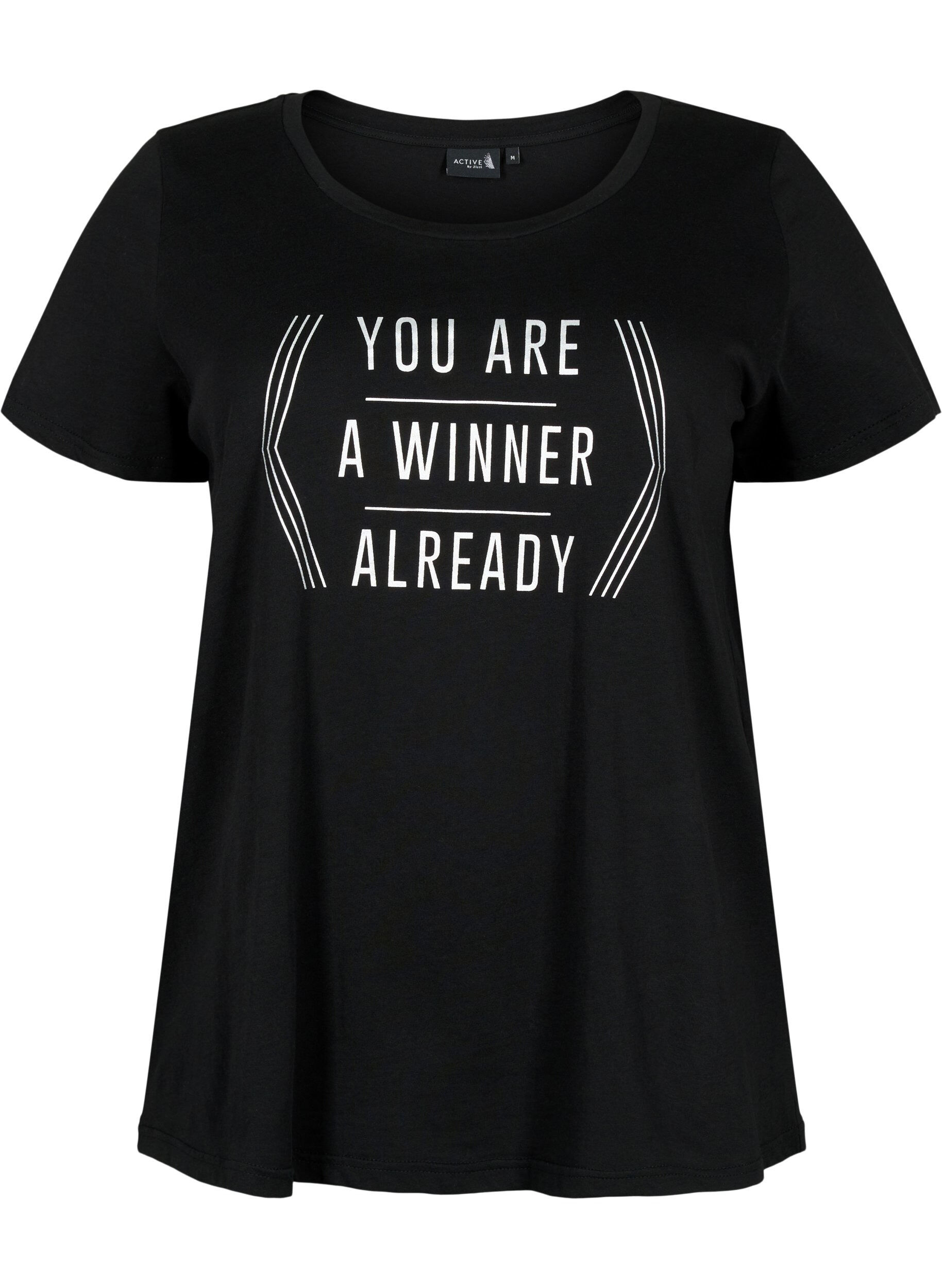 ZizziTrainingsshirt met print, Black w. Winner, Packshot image number 0