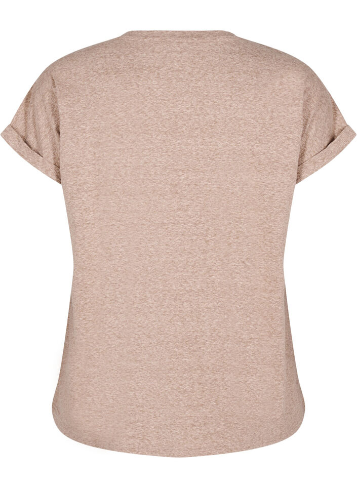 Gemêleerd T-shirt met korte mouwen, Bruin, Packshot image number 1