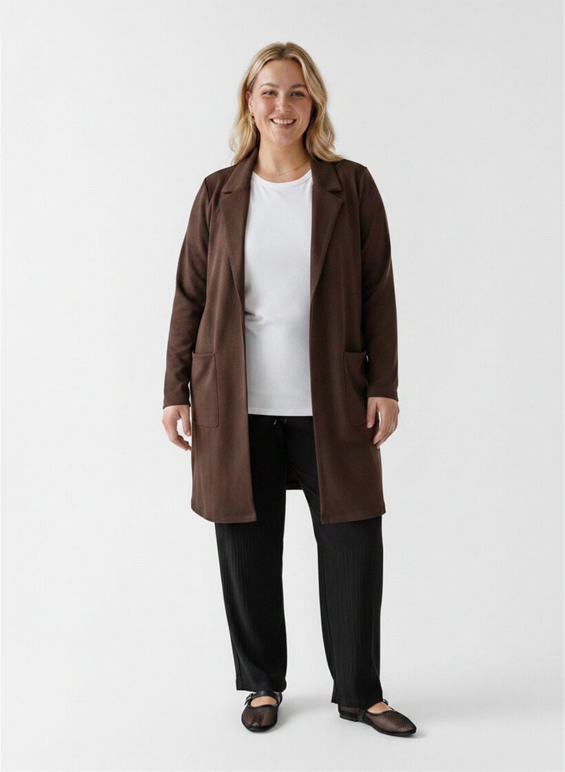 Blazer long avec des poches, Marron, Model image number 1