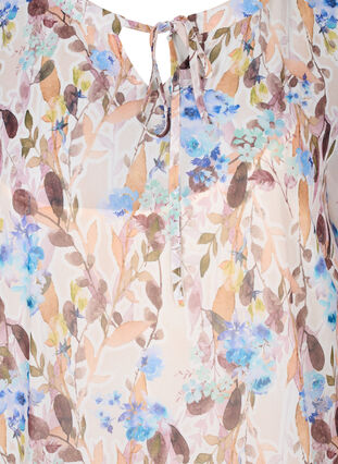 Gebloemde midi-jurk met korte mouwen, Humus Flower AOP, Packshot image number 2