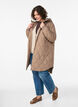 Veste matelass&eacute;e mi-longue avec capuche, Marron, Model image number 1