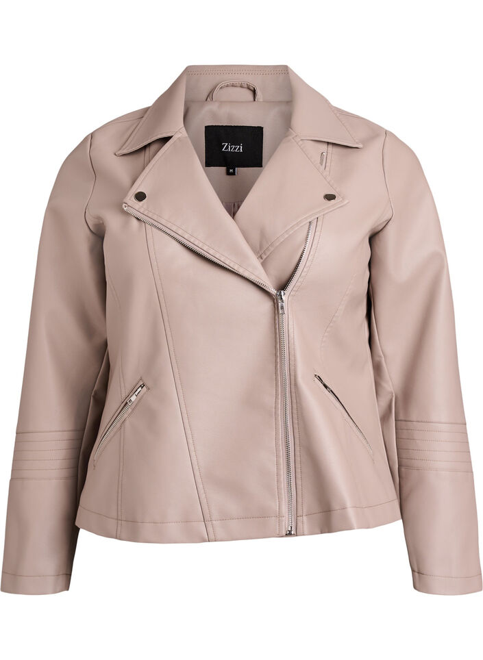 Veste biker en similicuir, Beige, Packshot image number 0
