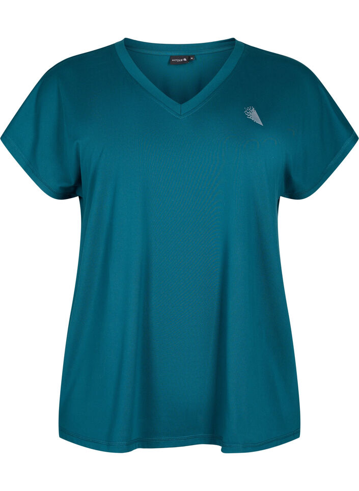 Losse trainingsshirt met v-hals, Groen, Packshot image number 0
