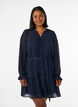 Korte jurk met ruches en een strikceintuur, Blauw, Model image number 0