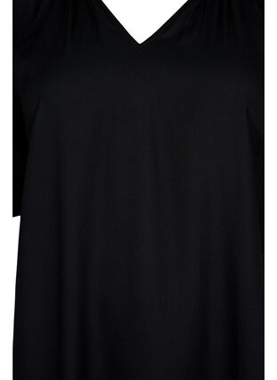 Robe en viscose à manches courtes et col en V, Black, Packshot image number 2