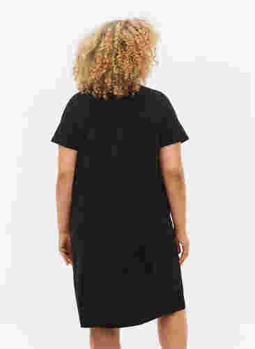 Chemise de nuit en coton à manches courtes, Black w. Self Care, Model image number 1