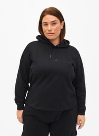 Sweat hoodie, Black, Model