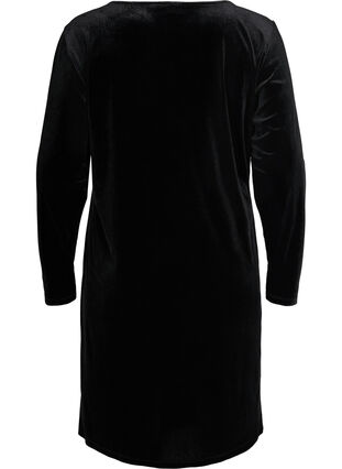 Robe en velours à manches longues, Black, Packshot image number 1