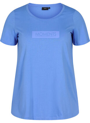 T-shirt en coton à manches courtes avec imprimé, Ultramarine TEXT, Packshot image number 0