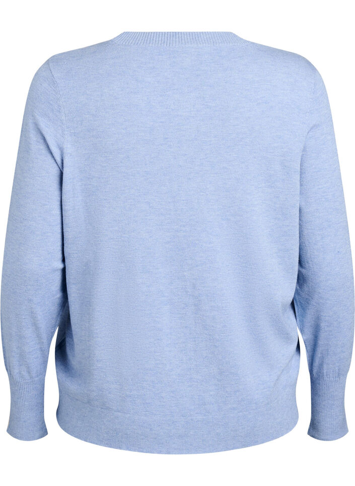 Chemisier en maille &agrave; col rond, Bleu, Packshot image number 1