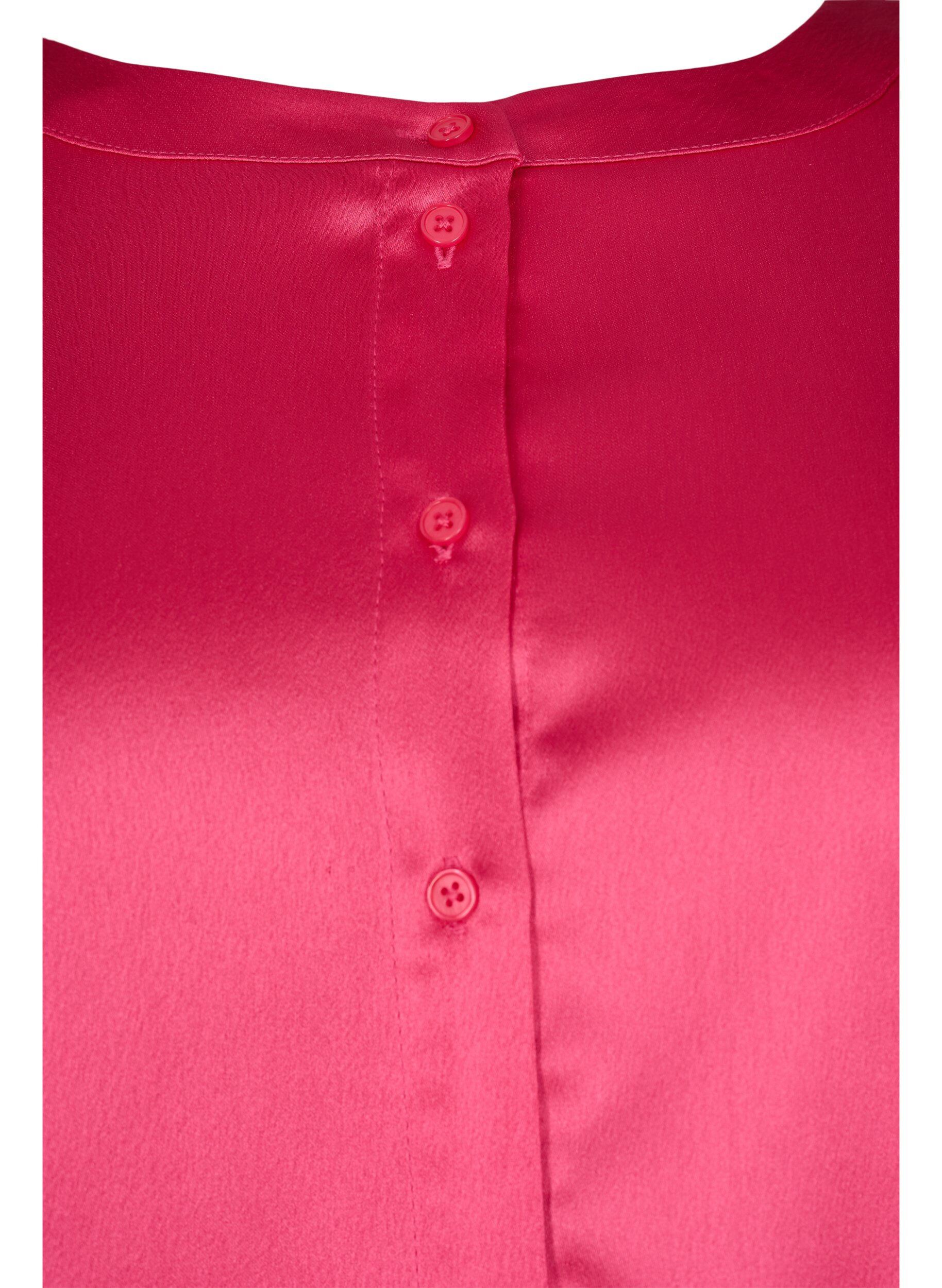 Zizzi Longue chemise brillante avec fente, Pink Flamb&eacute;, Packshot image number 2