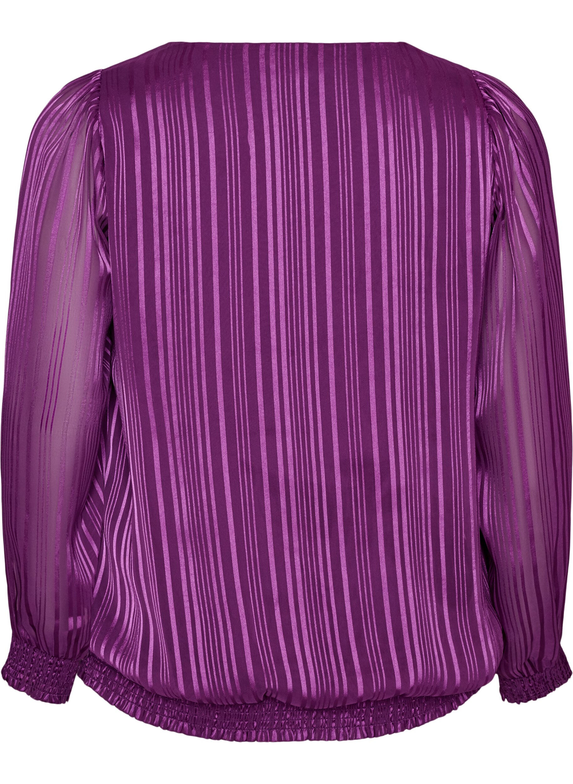 ZizziBlouse &agrave; rayures avec coupe ballon, Violet, Packshot image number 1