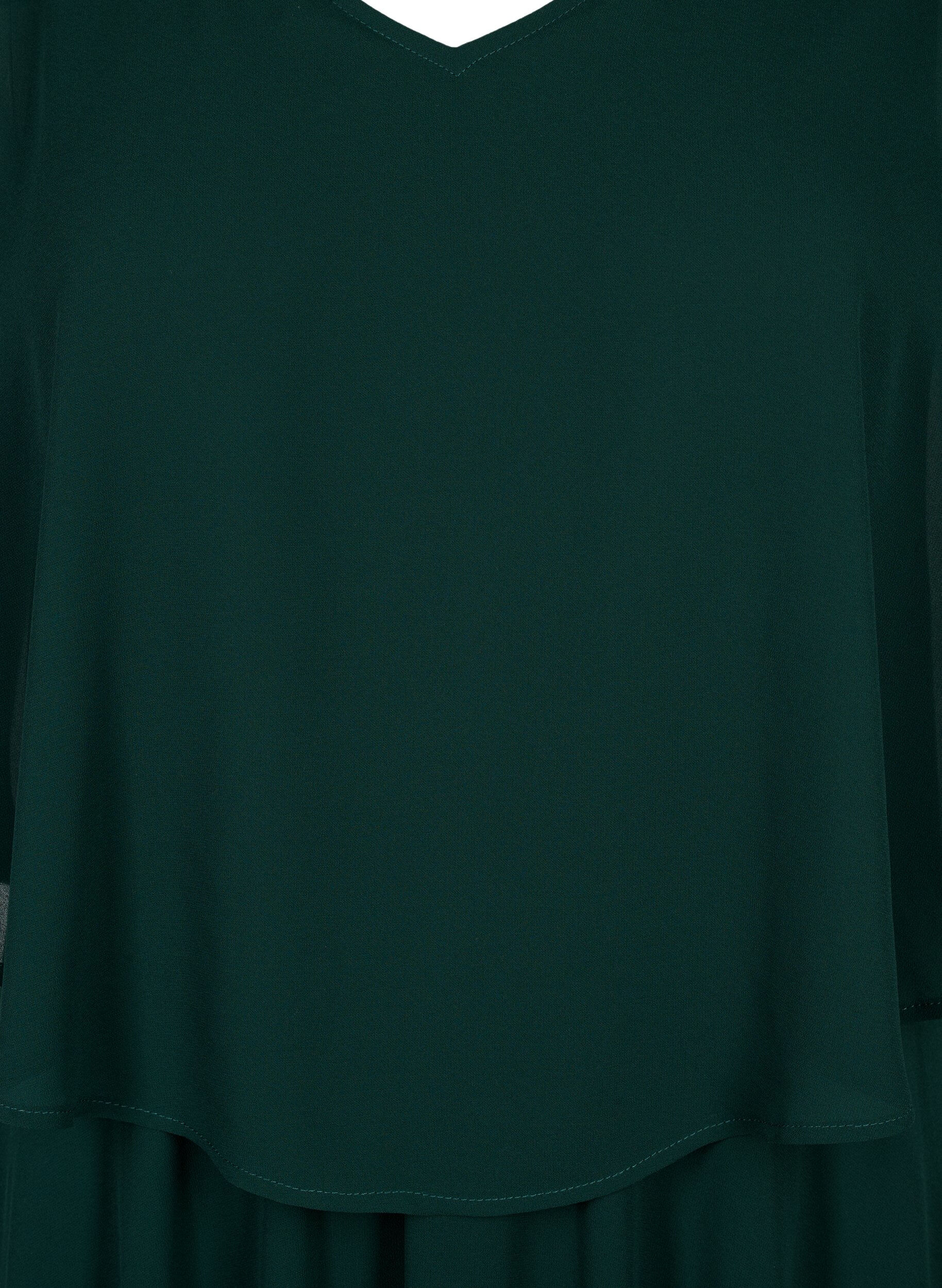 Zizzi Robe longue de ligne A avec des manches courtes, Scarab, Packshot image number 2