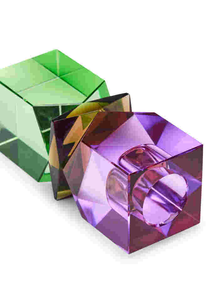 Bougeoir en verre de cristal, Violet/Mint Comb, Packshot image number 1