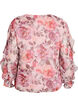 Blouse met bloemenprint, V-hals en ruches mouwen, Roze, Packshot image number 1