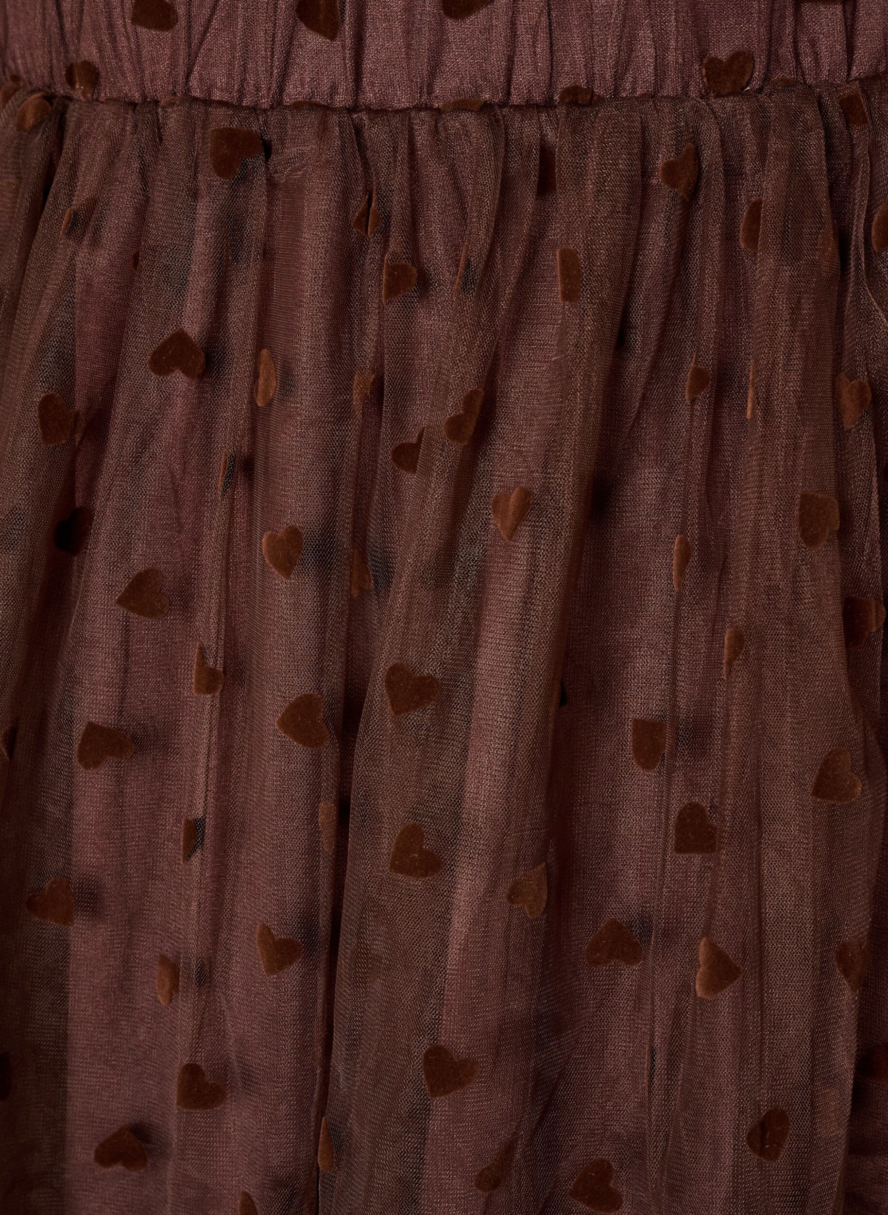 ZizziJupe midi en tulle avec des c&oelig;urs, Marron, Packshot image number 2
