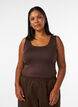 Aansluitende basic top van een gladde stof, Bruin, Model image number 0
