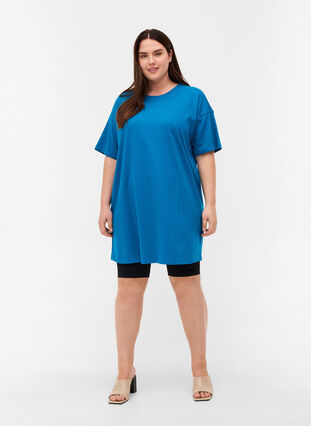 Lang t-shirt met korte mouwen in katoen, Fjord Blue, Model image number 2