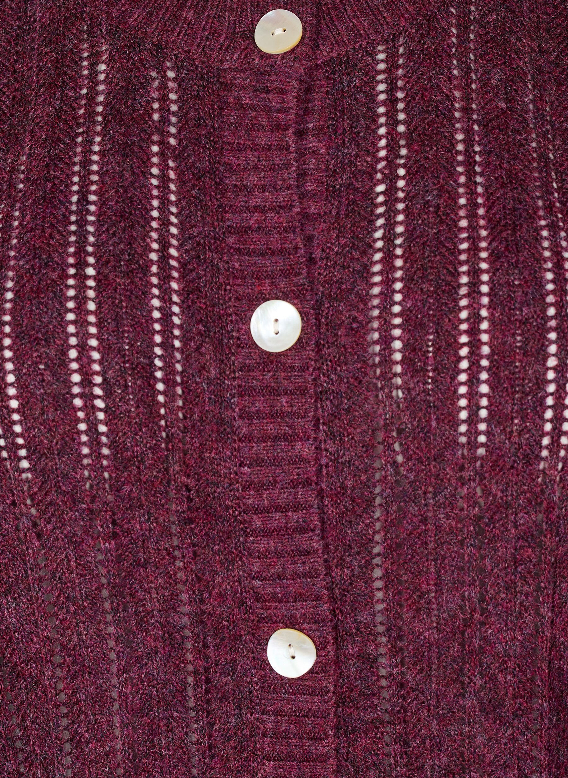 ZizziGebreide cardigan met opengewerkt patroon, Donker Bordeaux, Packshot image number 2