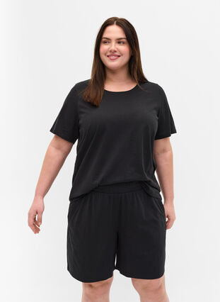 T-shirt chiné à manches courtes, Black, Model image number 0