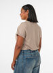 Gestreept T-shirt in viscose met een ronde hals, Beige, Model image number 2