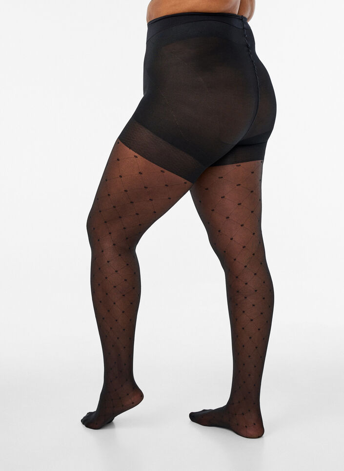 Push-up 25 denier panties met stippenpatroon, Zwart, Packshot image number 1