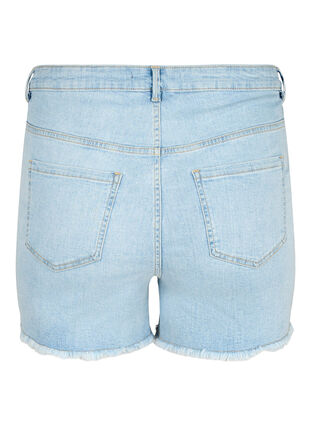 Korte spijkerbroek met versleten details, Light Blue Denim, Packshot image number 1